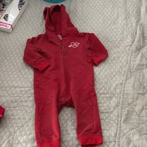 Carter's Red and Gray Striped Footie